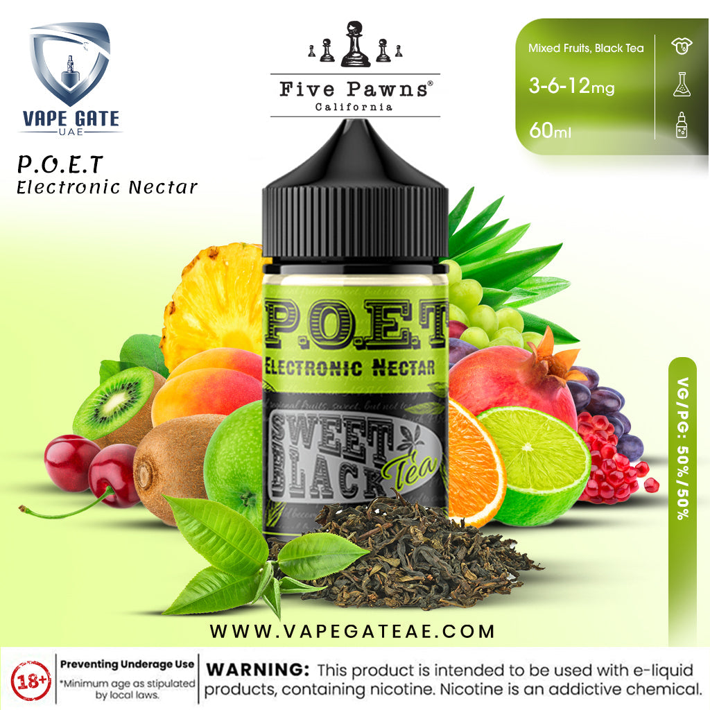 Poet - Sweet Black Tea - 60ml E liquid by Five Pawns California