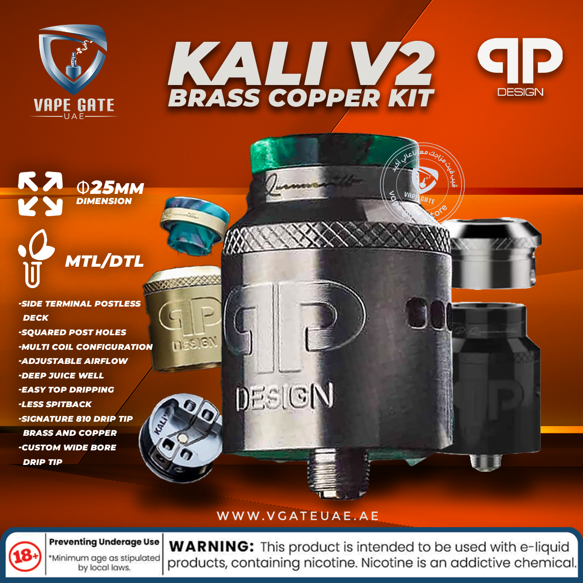 QP Design – Kali v2 RDA/RSA Brass Copper Kit