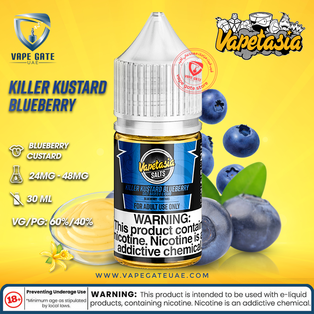 Killer Kustard Blueberry 30ml SaltNic- Vapetasia