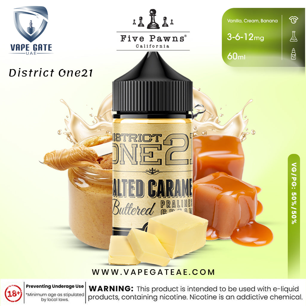 District One21 Salted Caramel - 60ml E liquid by Five Pawns California
