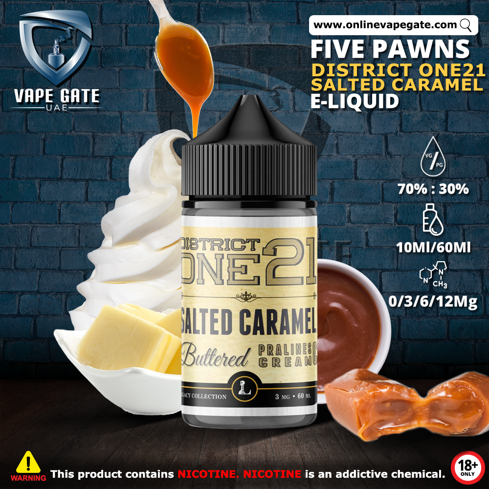 District One21 Salted Caramel - 60ml E liquid by Five Pawns California