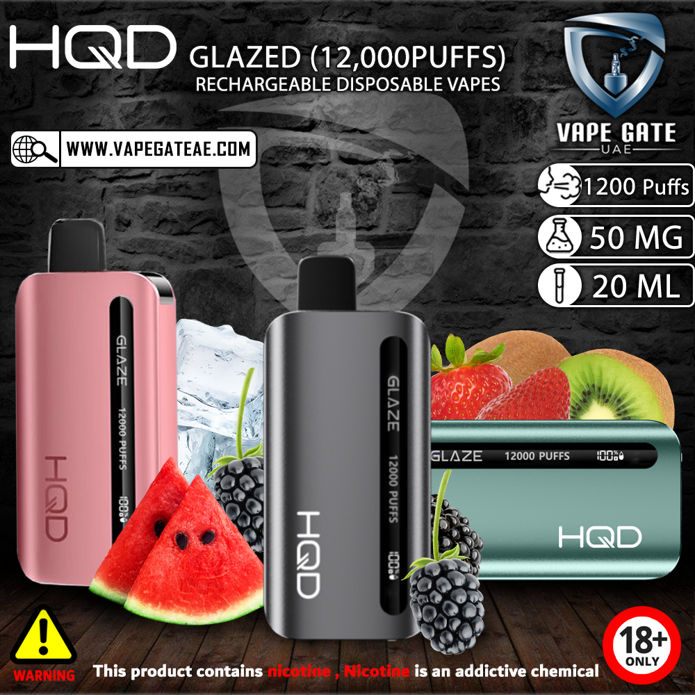 HQD GLAZED RECHARGEABLE DISPOSABLE VAPES (12,000PUFFS)