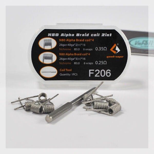 GEEKVAPE F206 N80 ALPHA BRAID 2 IN 1 PREBUILT COILS