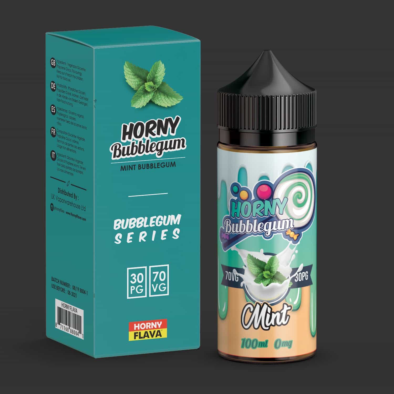 Horny Bubblegum Mint 100ml E Liquid by Horny Flava