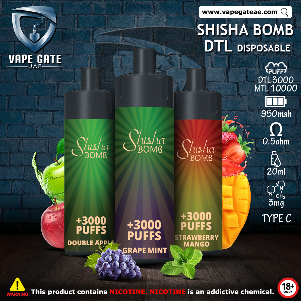 Shisha Bomb Rechargeable Disposables Vape ( +10000 Puffs )
