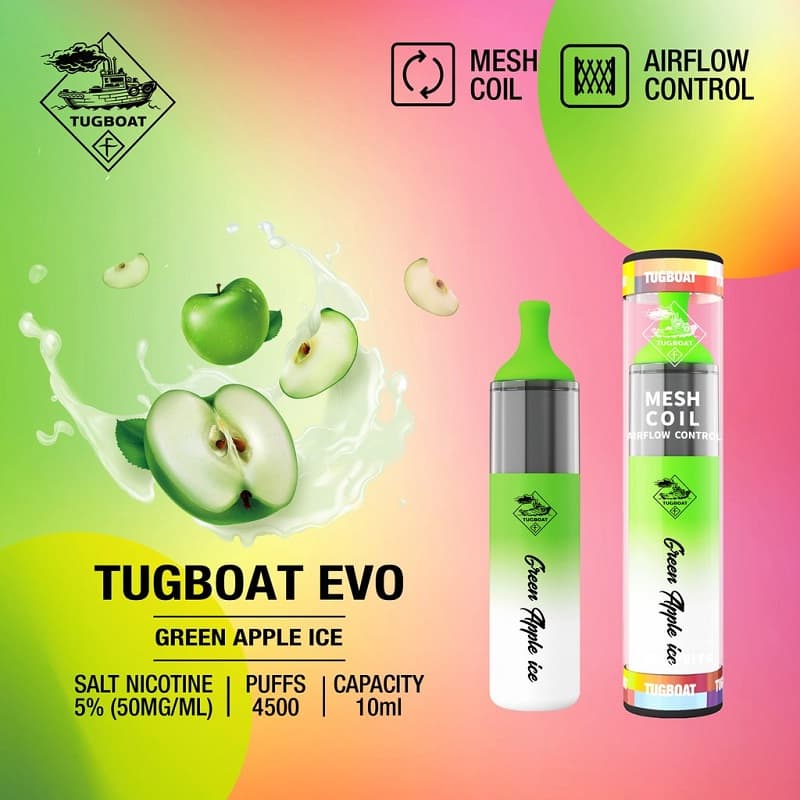 Tugboat Evo Green Apple Ice 4500 Puffs