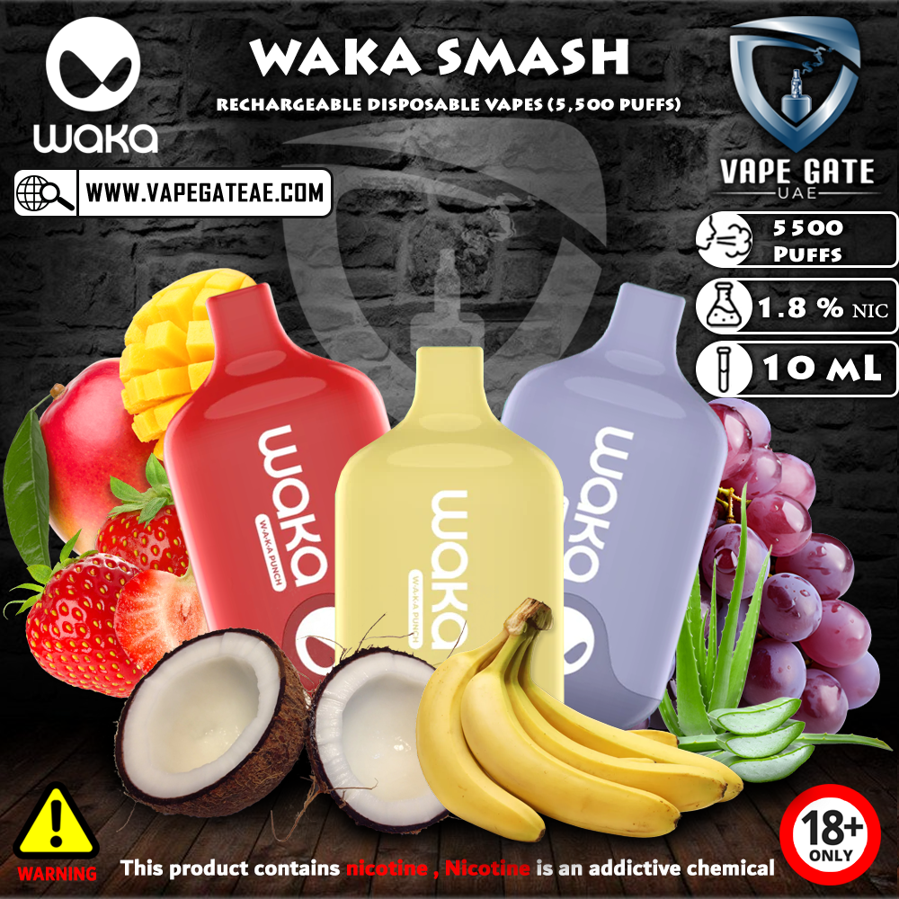 WAKA SMASH RECHARGEABLE DISPOSABLE VAPES (5,500 PUFFS)