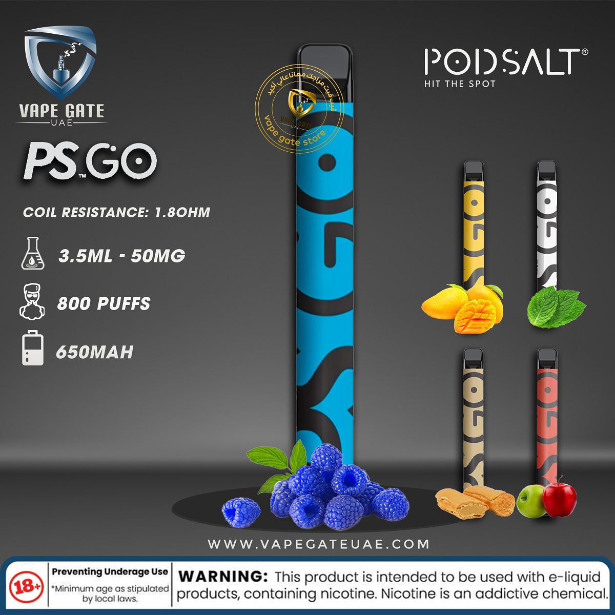 PS GO Disposable Vape Device (50mg - 800 Puffs)