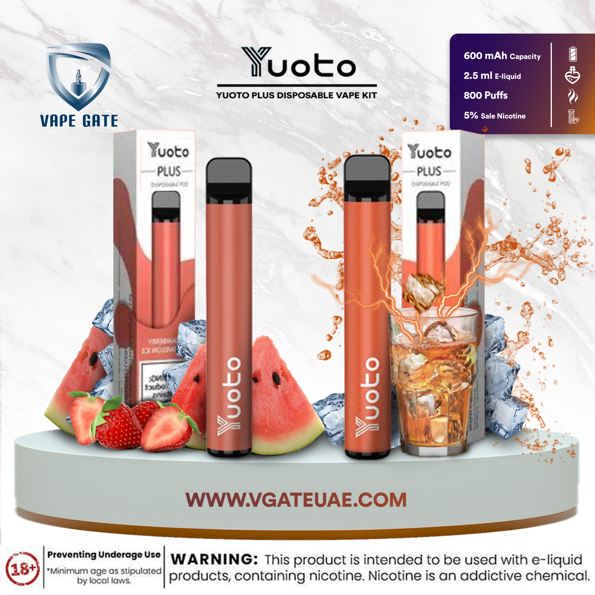 YUOTO PLUS DISPOSABLE VAPE KIT (800 PUFFS-600MAH)
