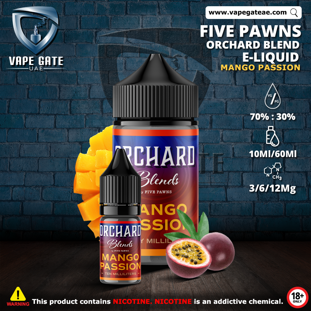 MANGO PASSION - ORCHARD BLEND FRUIT 60ML ELIQUID BY FIVE PAWNS