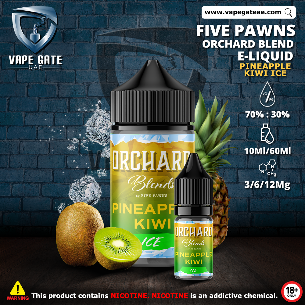 PINEAPPLE KIWI ICE - ORCHARD BLEND FRUIT 60ML ELIQUID BY FIVE PAWNS