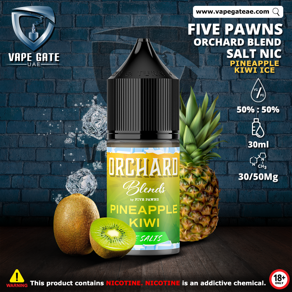 PINEAPPLE KIWI ICE - ORCHARD BLEND FRUIT SALTNIC BY FIVE PAWNS