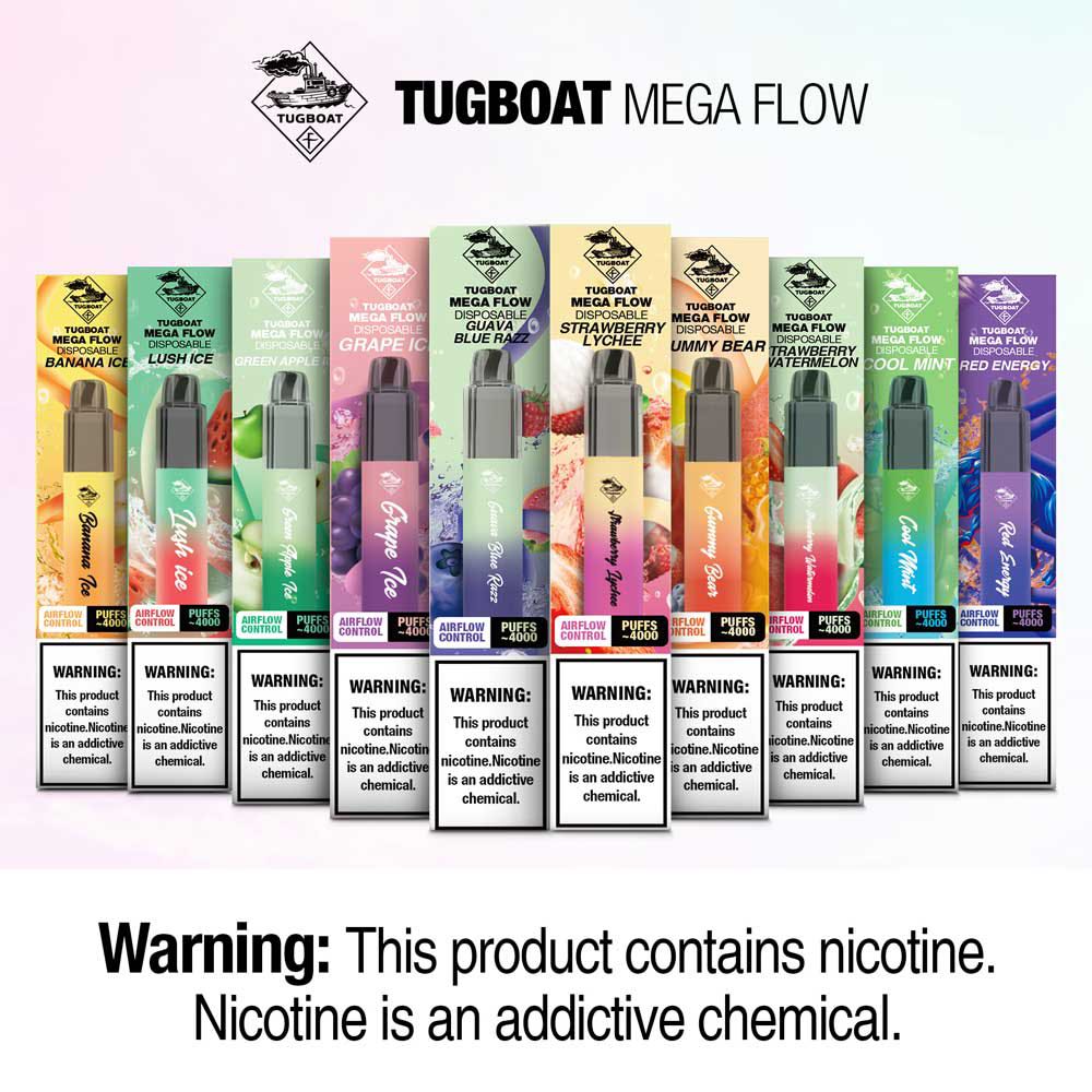 TUGBOAT MEGA FLOW VAPE DISPOSABLE PODS (4000 Puffs)