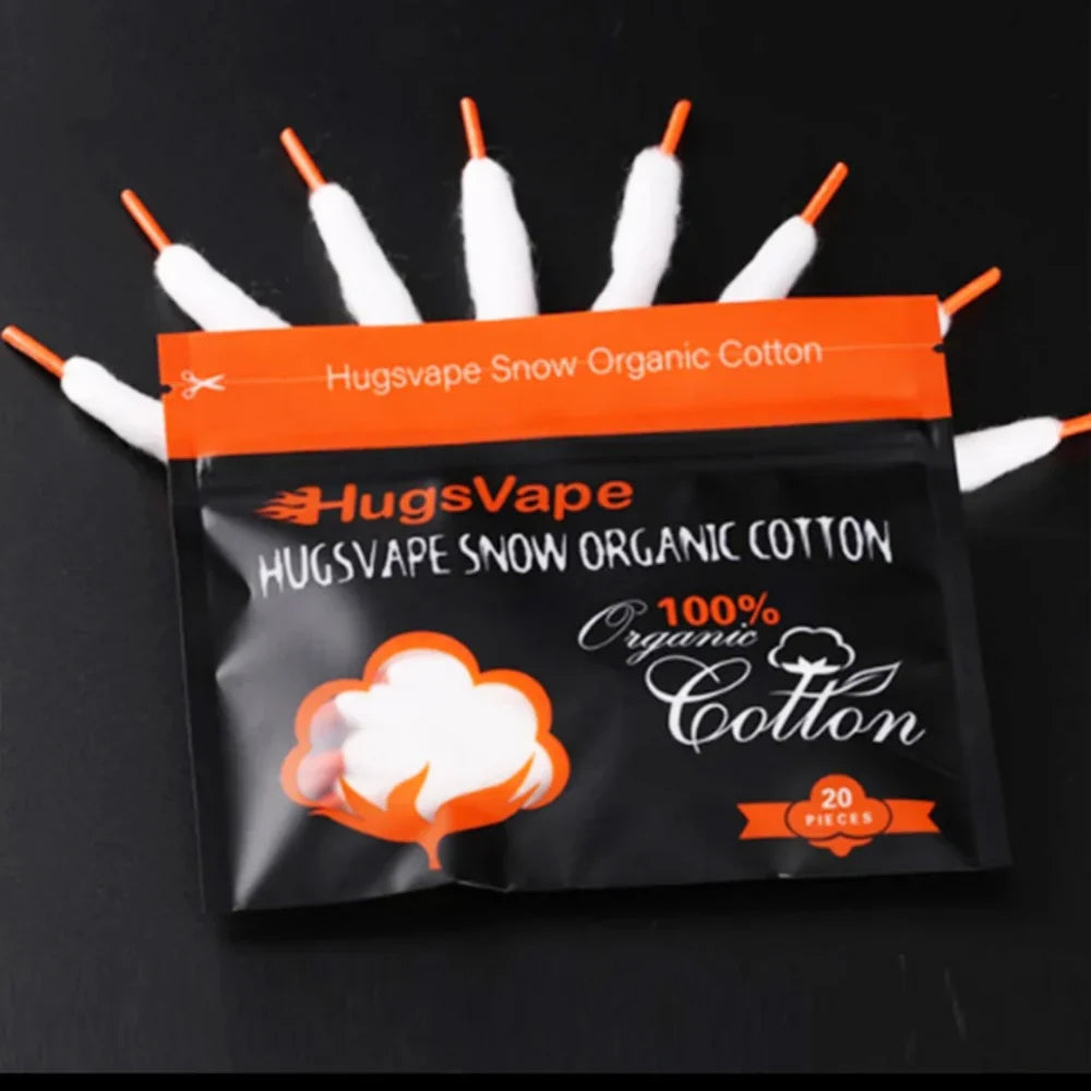 Authentic Hugsvape Snow Organic Cotton for Coil Wicking - 20 PCS