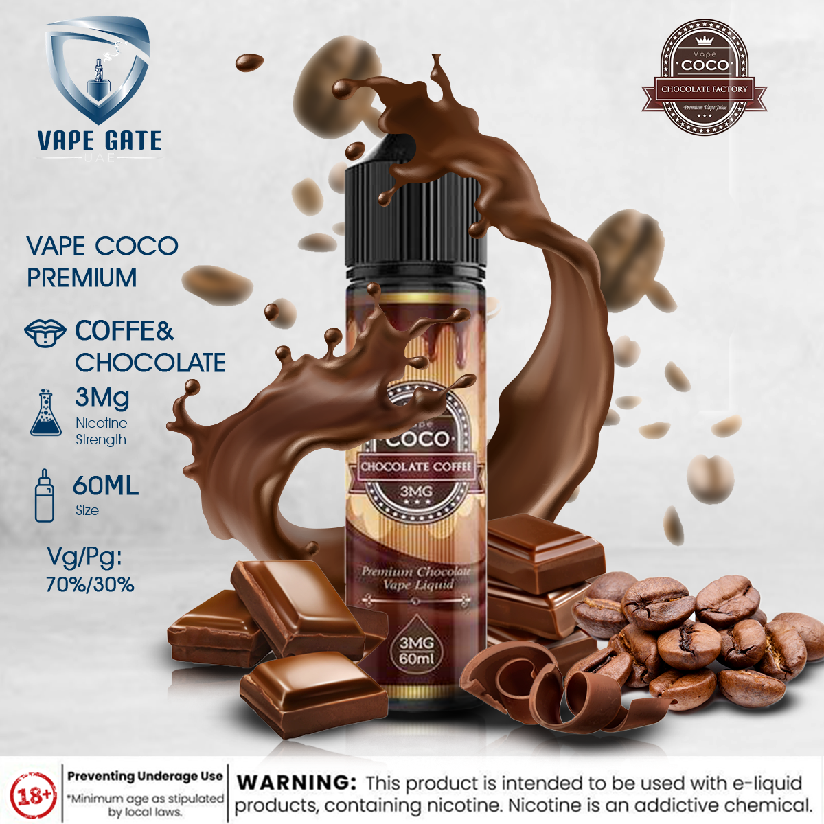 VAPE COCO PREMIUM CHOCOLATE LIQUID – 60ML