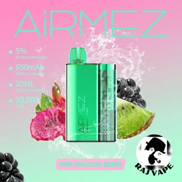 Airmez 10000 Puffs Disposable Vape Kiwi Dragon Berry Flavor in UAE